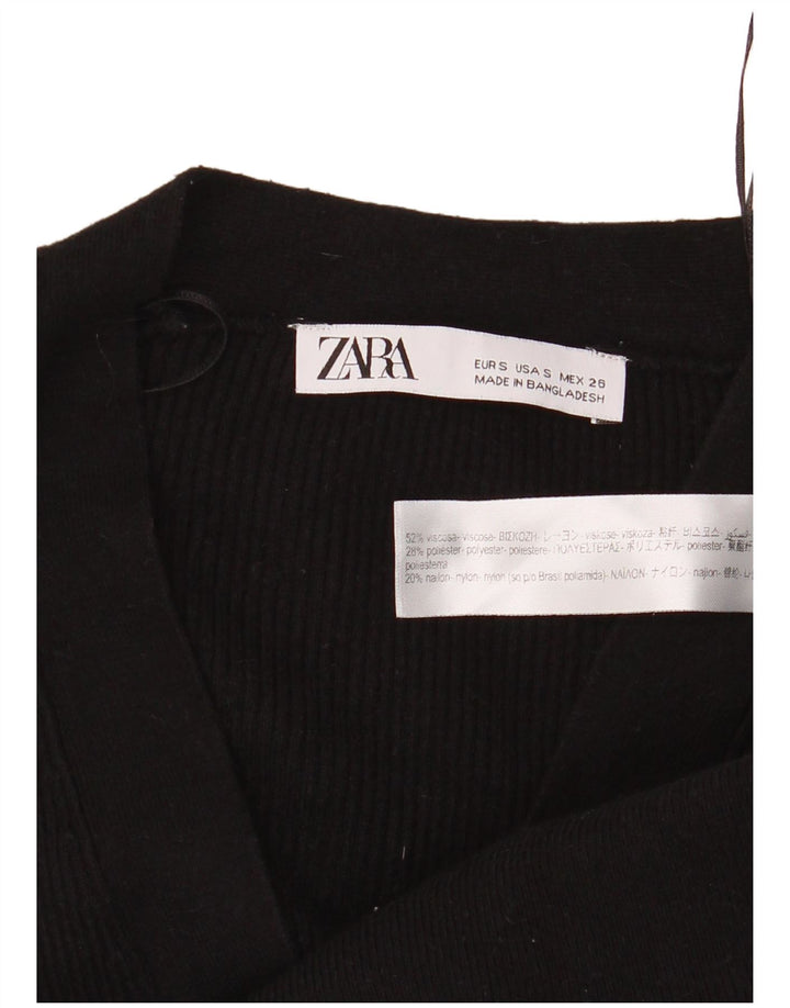 Zara Damen Crop Oversized Cardigan Pullover UK 10 Small Schwarze Viskose