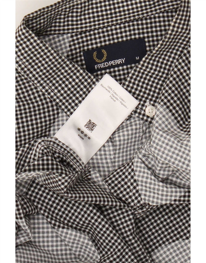 Fred Perry Herren-Hemd, mittelgroß, schwarz, gepunktet, Baumwolle