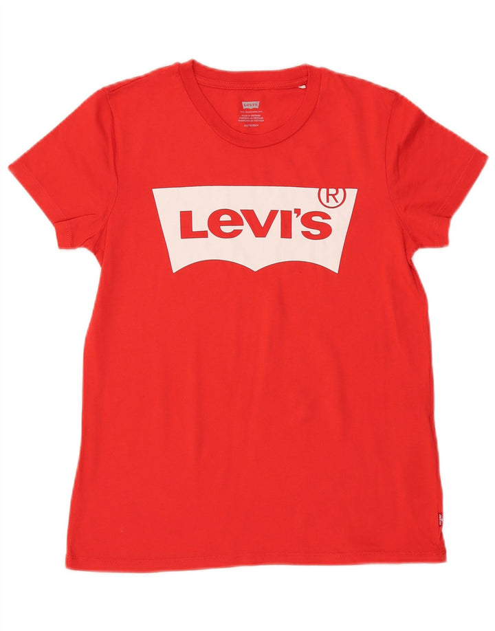 LEVI'S Damen Grafik-T-Shirt-Oberteil UK 6 XS Rote Baumwolle