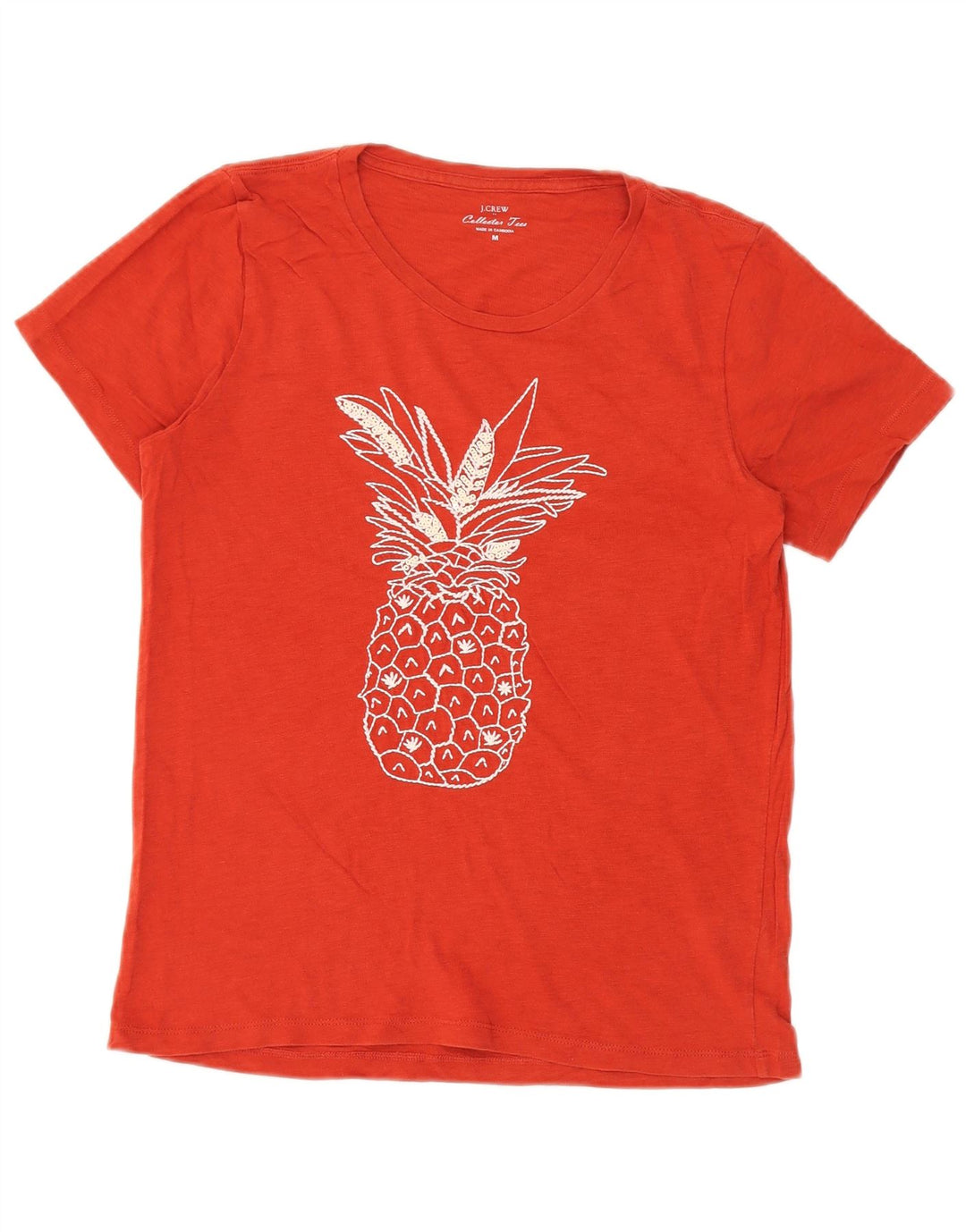 J. CREW Damen Grafik-T-Shirt-Oberteil UK 14 Mittelrote Baumwolle