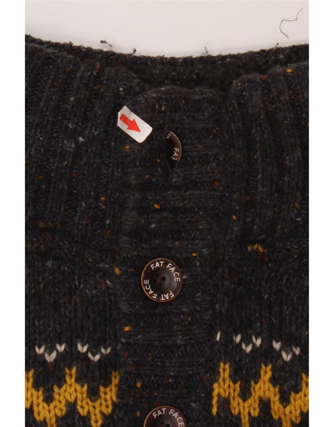 Fat Face Herren-Pullover mit Knopfkragen, mittelgraue Fair-Isle-Wolle