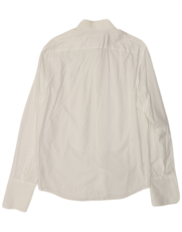 PIERRE CARDIN Herren-Formalhemd, Größe 16, groß, weiße Nadelstreifen-Baumwolle