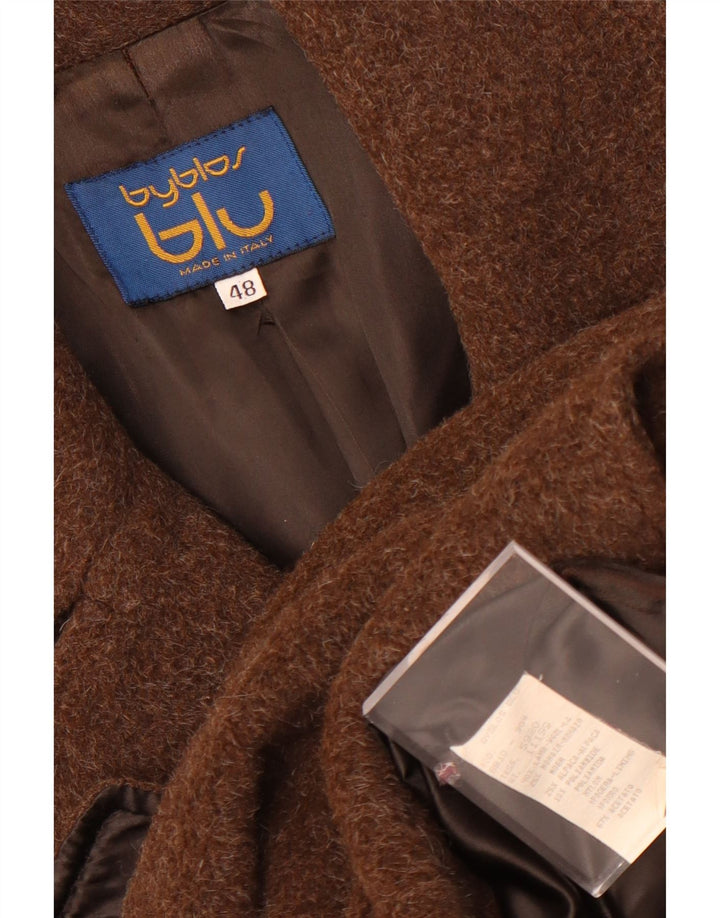 Byblos Damen Zweireihiger Mantel IT 48 XL Braune Wolle