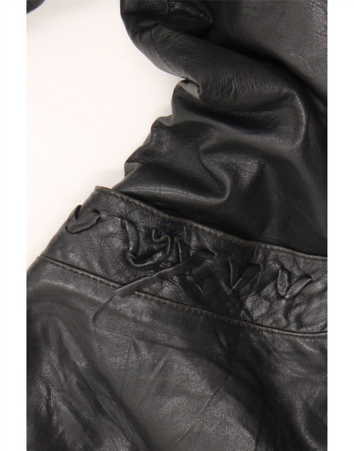 Vintage Damen Lederjacke IT 46 Großes schwarzes Leder