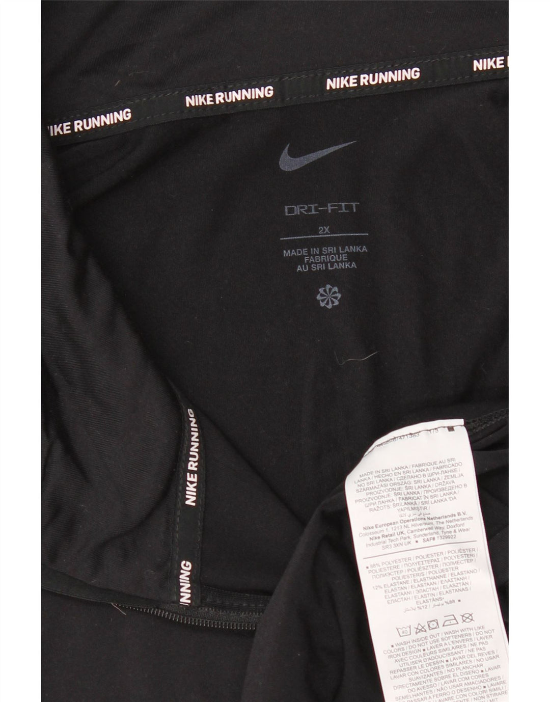 Nike Herren-Laufoberteil mit Reißverschluss, langärmlig, 2XL, schwarzes Polyester