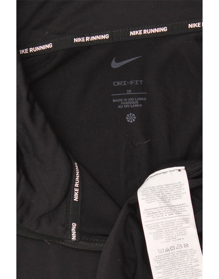 Nike Herren-Laufoberteil mit Reißverschluss, langärmlig, 2XL, schwarzes Polyester