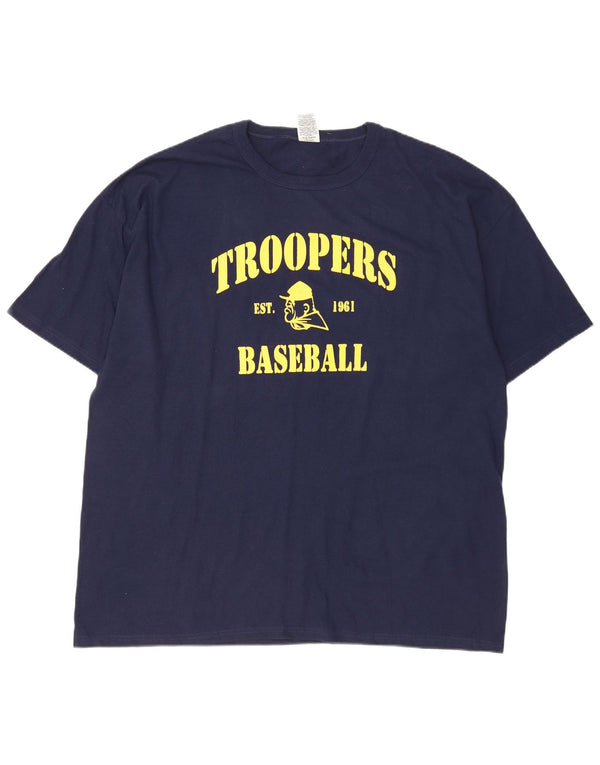 Russell Athletic Herren Troopers Baseball Grafik T-Shirt Top 2XL Marineblau