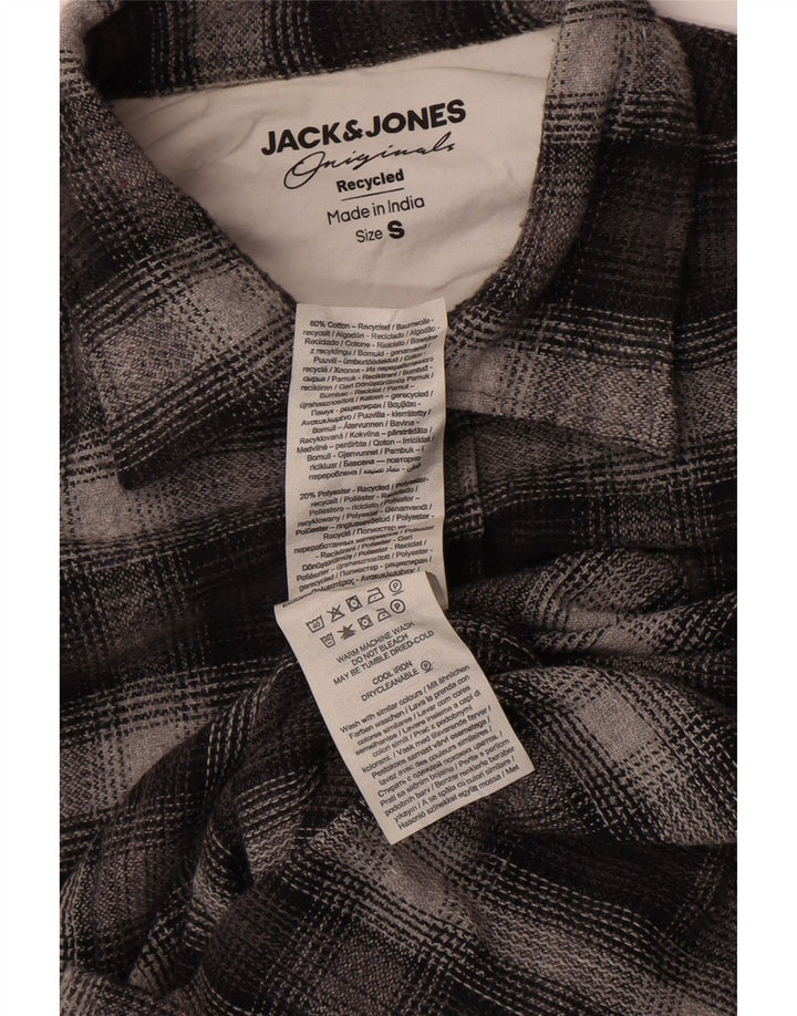 Jack & Jones Kariertes Flanellhemd für Herren, Größe S, Grau, Baumwolle
