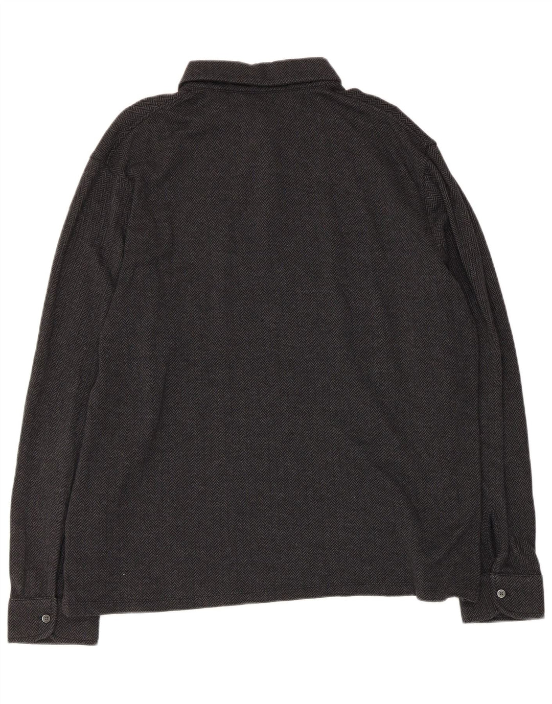 Marks & Spencer Herren Autograph Pullover Shirt XL Schwarz Fischgrätenmuster Baumwolle