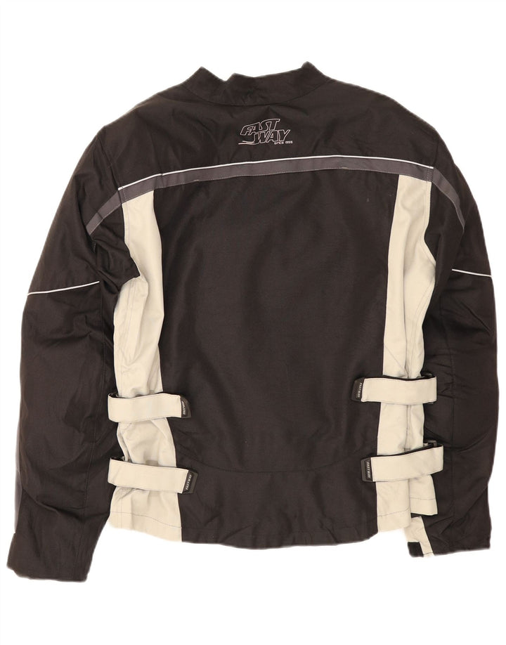 Fast Way Herren-Racer-Jacke UK 38 Mittelschwarzes Colourblock-Polyester