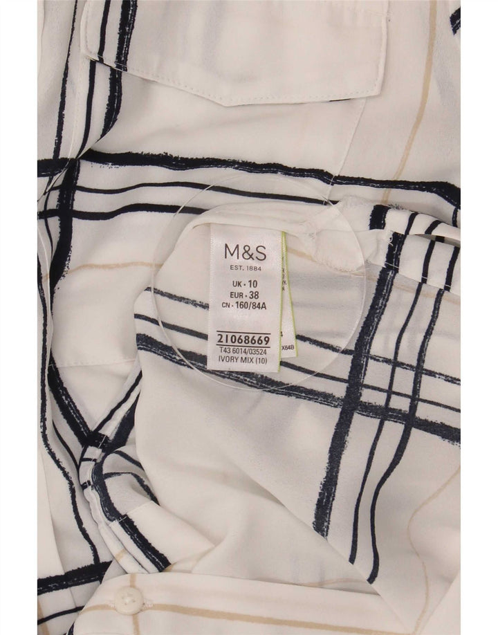 Marks & Spencer Damen-Oversize-Hemd, UK 10, Größe S, weiß, kariertes Polyester