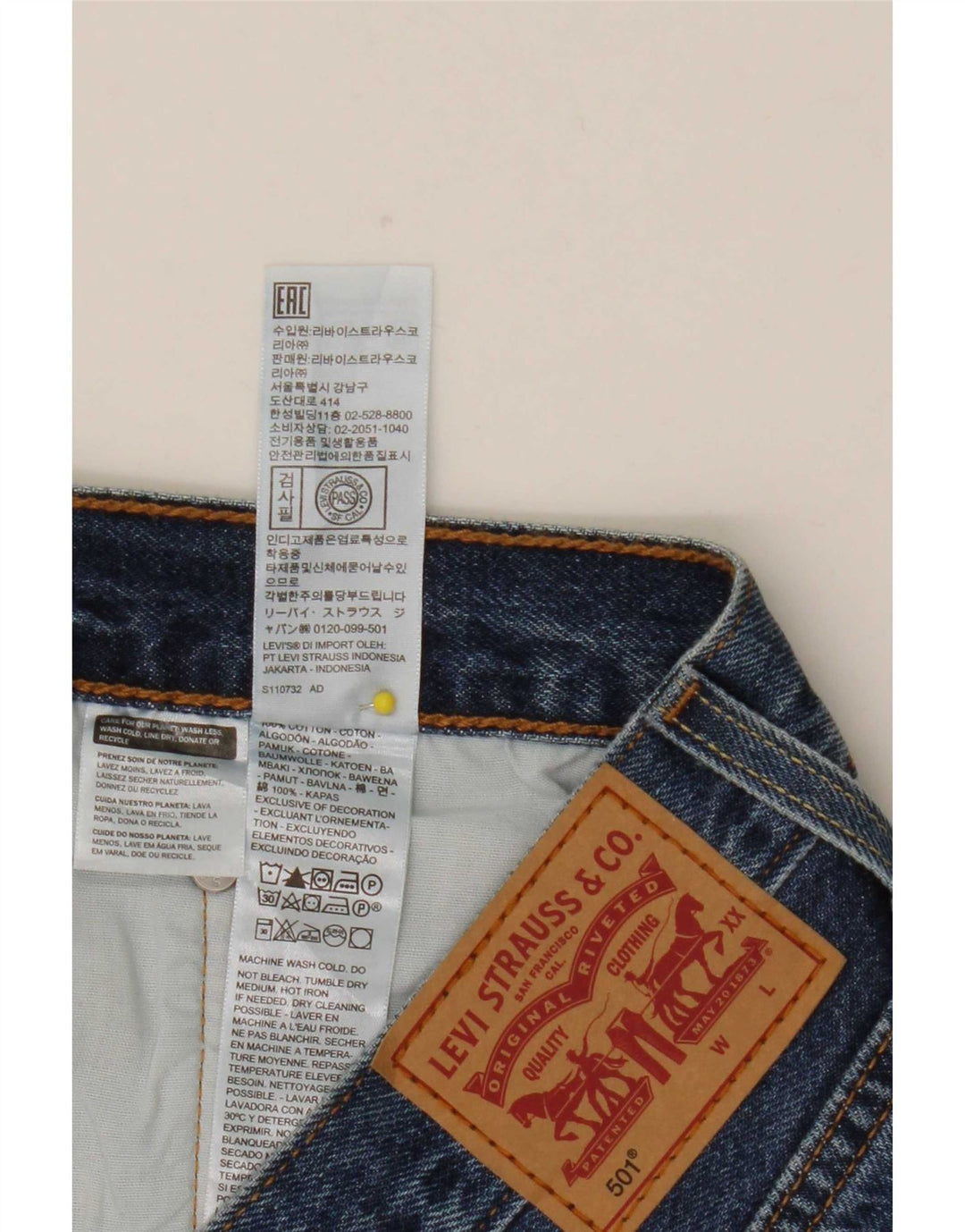 Levi's Damen 501 Distressed Denim Shorts W32 Große blaue Baumwolle