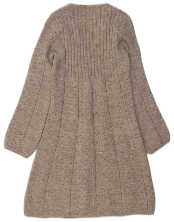 VINTAGE Damen Pulloverkleid UK 10 Small Beige Acryl