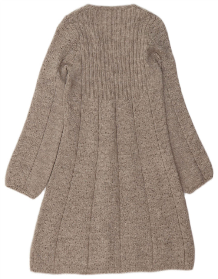 VINTAGE Damen Pulloverkleid UK 10 Small Beige Acryl