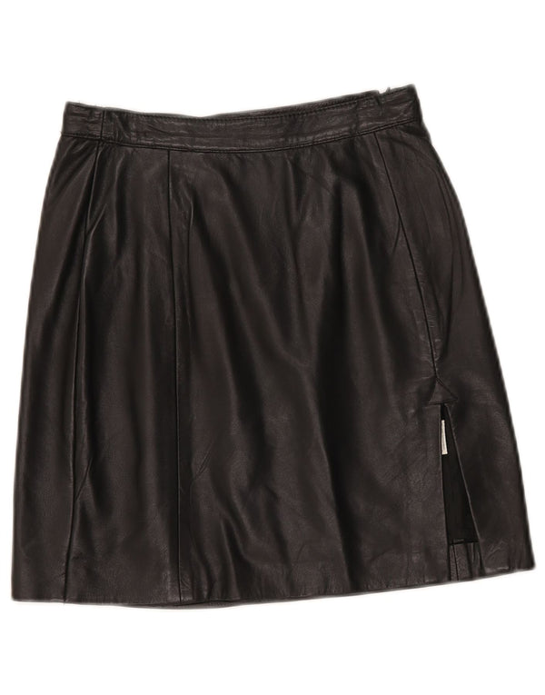 Vintage Damen Mini Lederrock W24 XS Schwarz