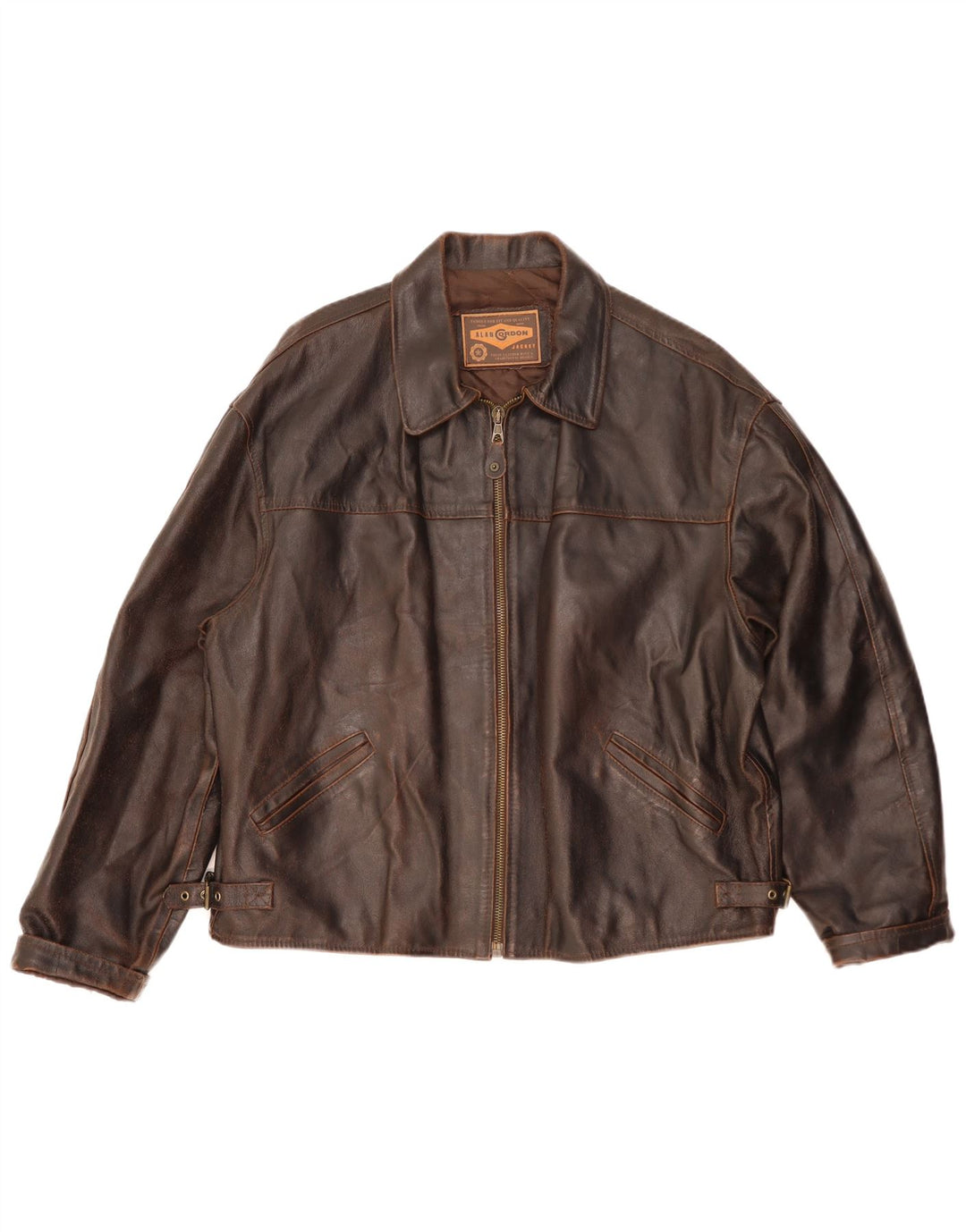 Alan Gordon Herren Lederjacke UK 42 XL Braunes Leder