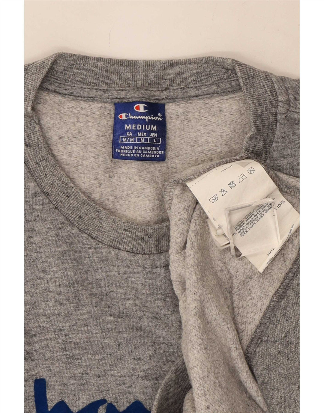 Champion Herren-Sweatshirt mit Grafik, mittelgrau gefleckte Baumwolle