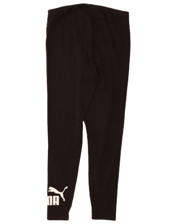 PUMA Damen Graphic Leggings UK 14 Large Schwarz Baumwolle