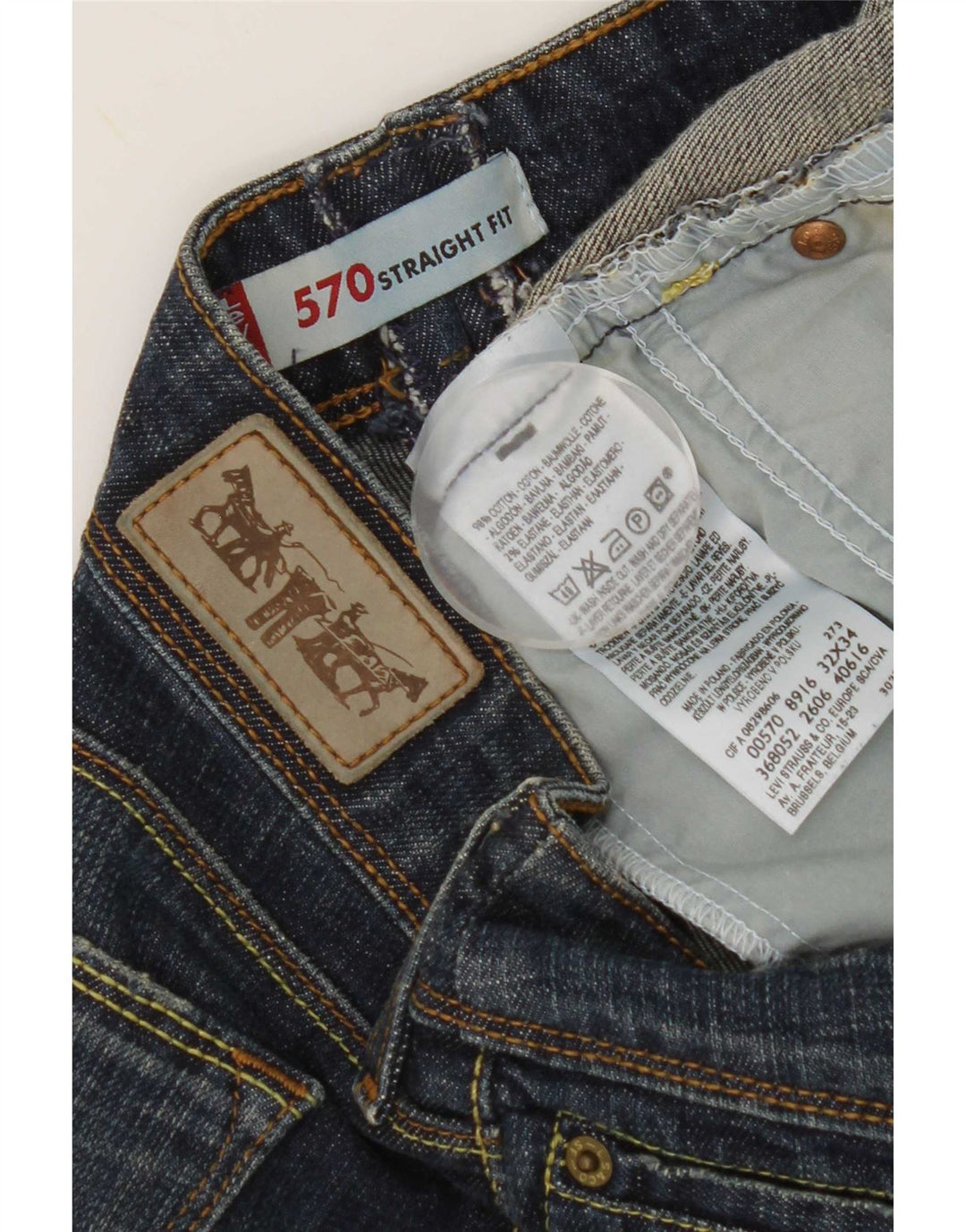 Levi's Damen 570 Straight Jeans W32 L29 Marineblau Baumwolle