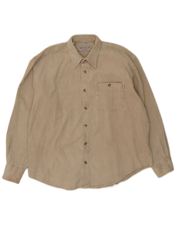 Vintage Herren Cordhemd Größe 43/44 XL Beige Baumwolle