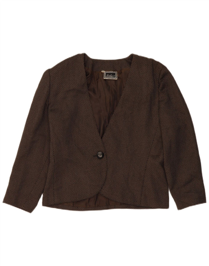 LUISA SPAGNOLI Damen 1-Knopf-Blazerjacke IT 46 Large Brown Geometrisch