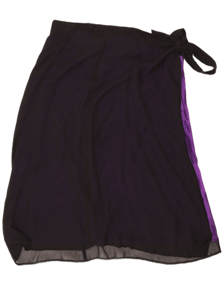 Vintage Damen Wickelrock Einheitsgröße W48 Schwarze Viskose