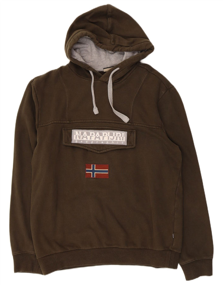 NAPAPIJRI Herren-Kapuzenpullover mit Geographic-Grafik, groß, Khaki, Baumwolle
