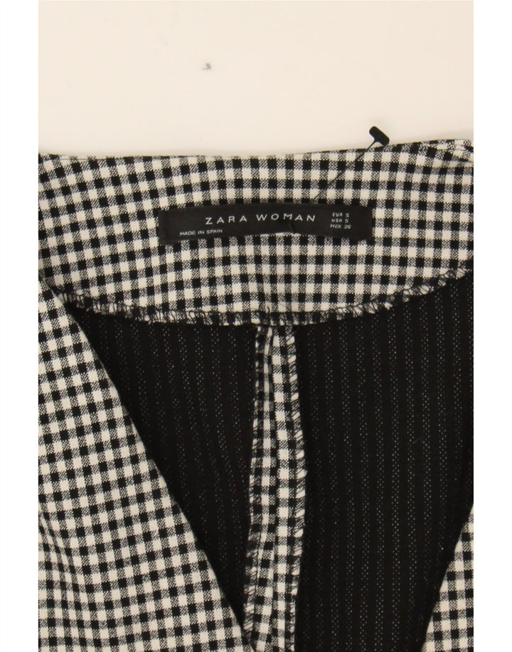 ZARA Womens Blouse Top UK 10 Small Black Gingham Vintage Zara and Second-Hand Zara from Messina Hembry 