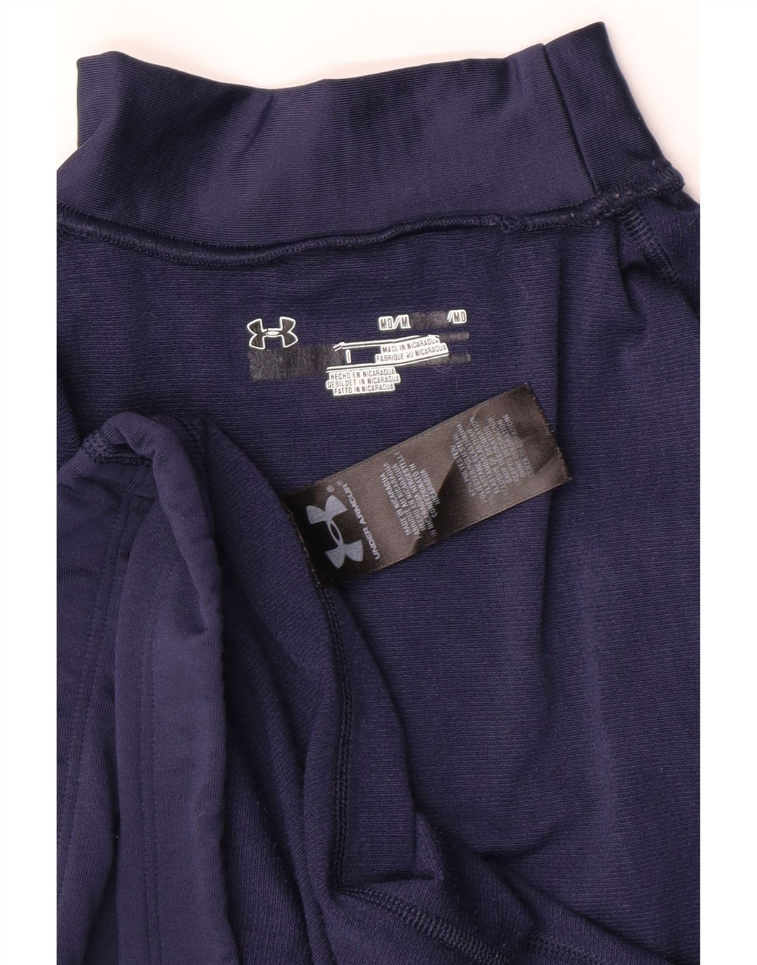 UNDER ARMOUR Mens Compression Top Long Sleeve Medium Navy Blue Polyester