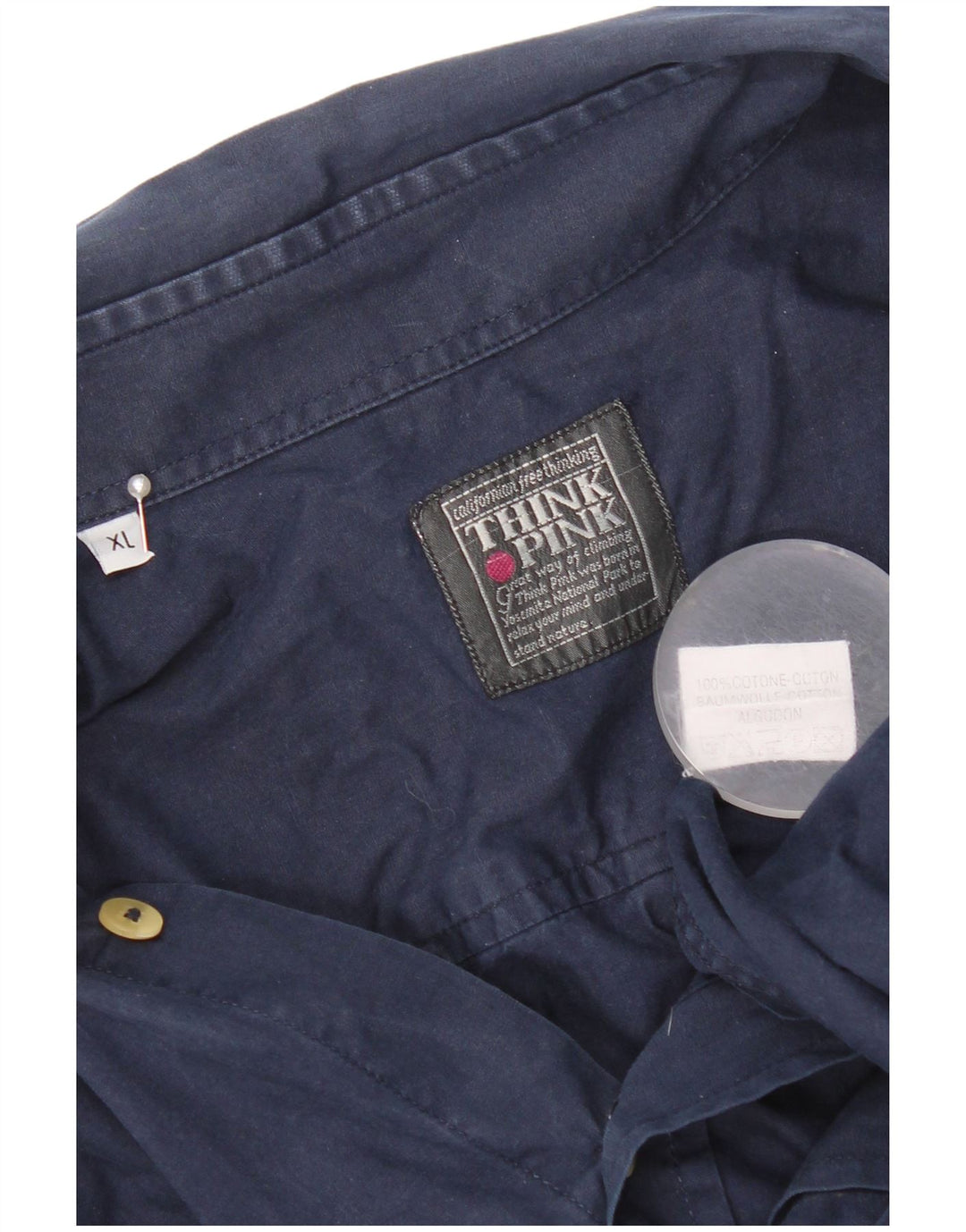 Think Pink Herrenhemd XL Marineblau aus Baumwolle