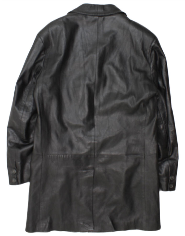 Vintage Mens Leather Coat IT 50 Large Black Leather