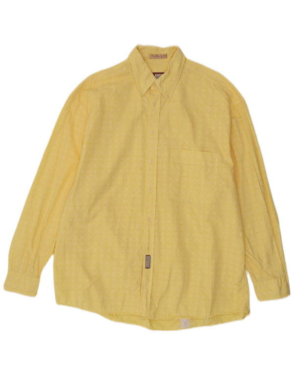 Vintage Herrenhemd Größe 43/44 XL Gelbe geometrische Baumwolle