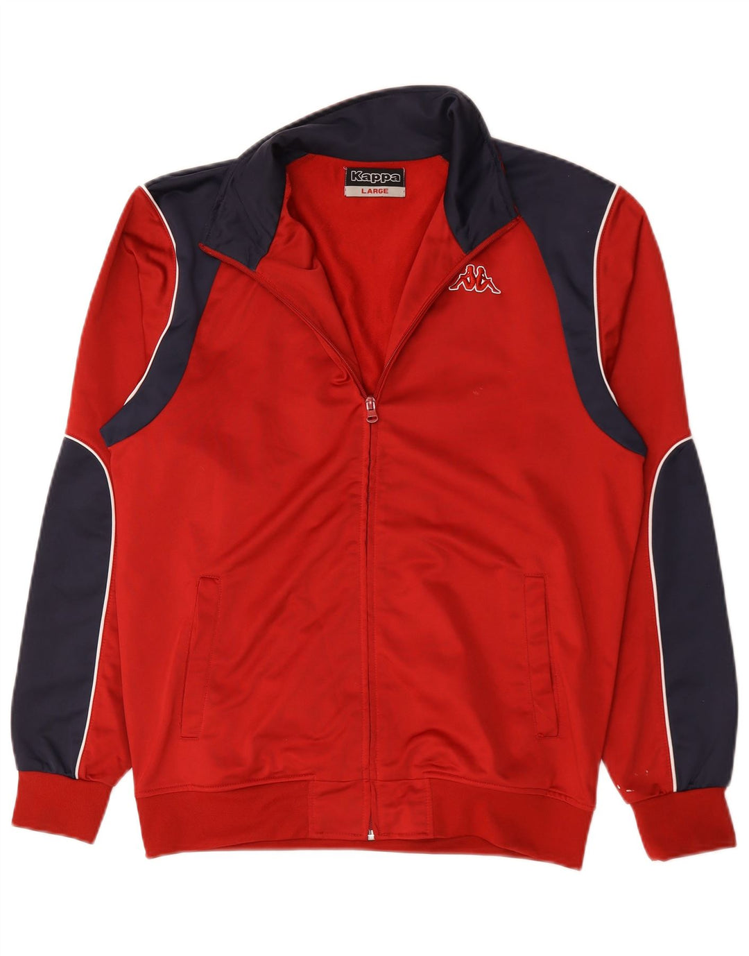 Kappa Herren-Trainingsanzug-Top-Jacke, großes rotes Farbblock-Polyester