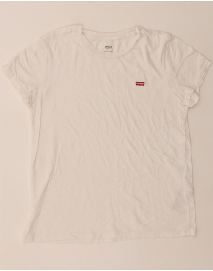 LEVI'S Womens Perfect Crew T-Shirt Top UK 14 Medium White Cotton Vintage Levi's and Second-Hand Levi's from Messina Hembry 