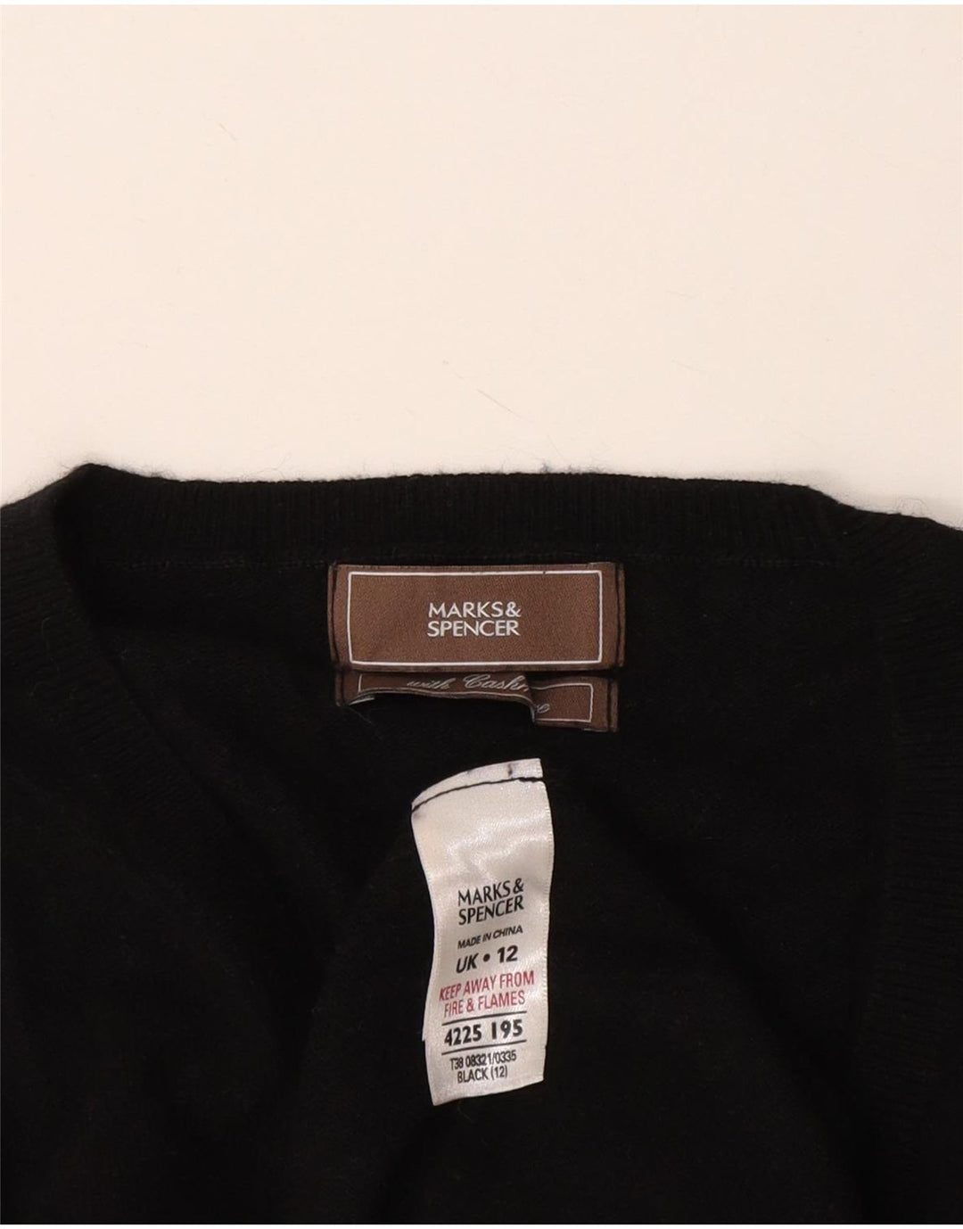 Marks & Spencer Damen-Pullover mit V-Ausschnitt, Gr. 12, mittlere schwarze Viskose