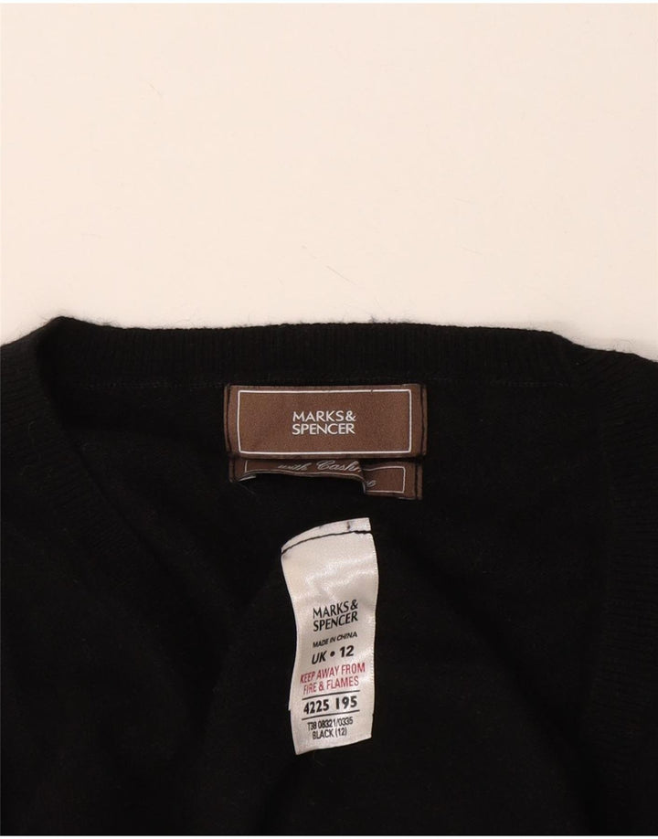 Marks & Spencer Damen-Pullover mit V-Ausschnitt, Gr. 12, mittlere schwarze Viskose