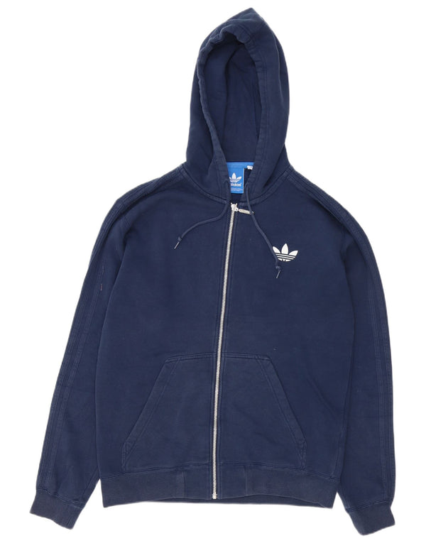 Adidas Herren-Kapuzenpullover mit Reißverschluss, mittlere marineblaue Baumwolle