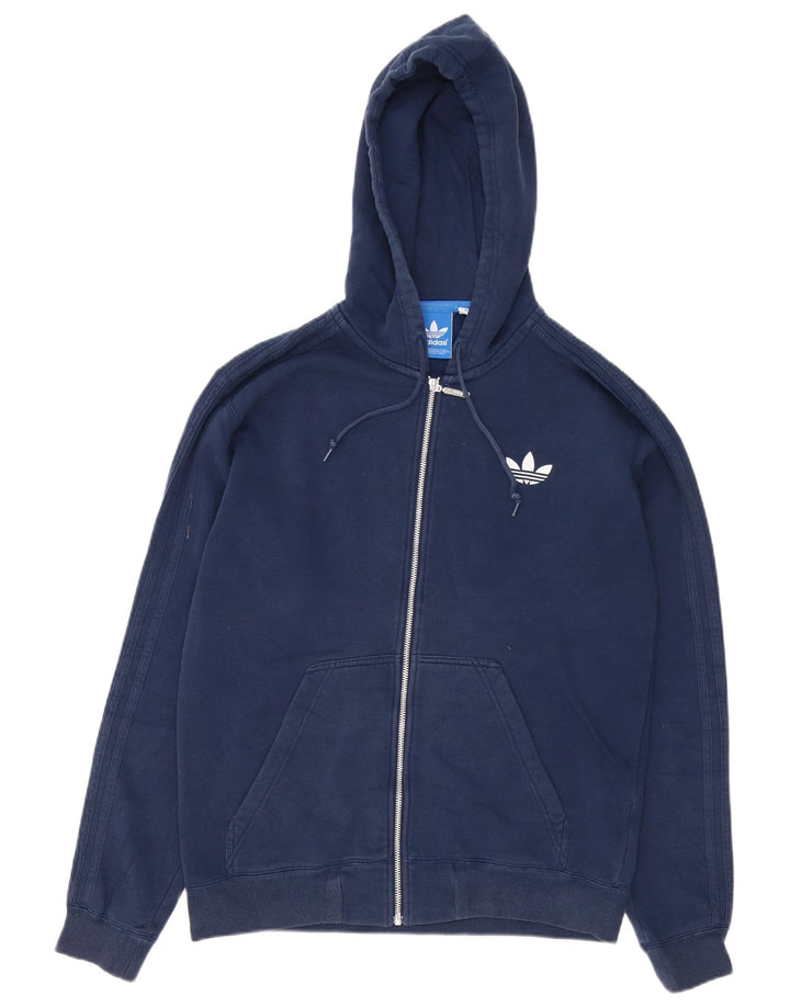 Adidas Herren-Kapuzenpullover mit Reißverschluss, mittlere marineblaue Baumwolle