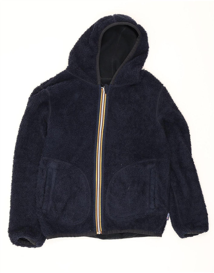K-Way Herren-Fleecejacke mit Kapuze, wendbar, Größe 40, Marineblau, Polyester