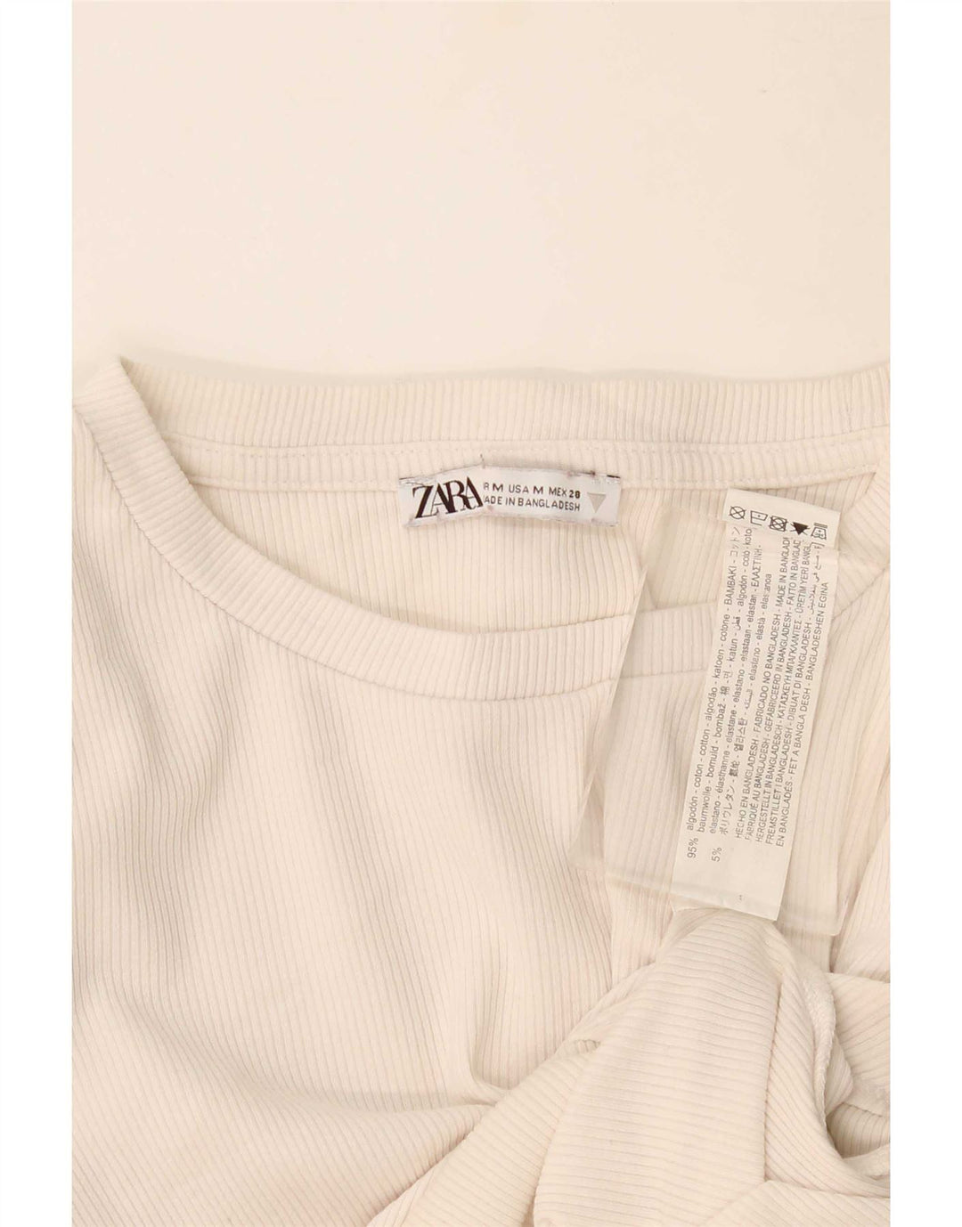 Zara Damen-Body UK 12 Mittelweiße Baumwolle