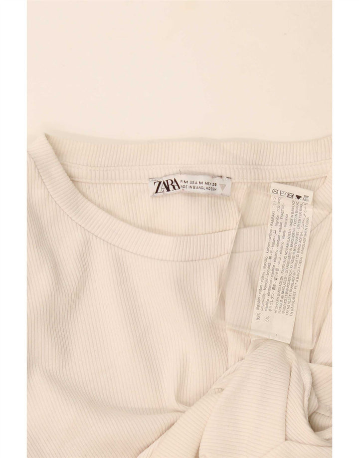 Zara Damen-Body UK 12 Mittelweiße Baumwolle