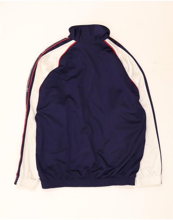 Vintage Mens Graphic Tracksuit Top Jacket Medium Navy Blue Colourblock