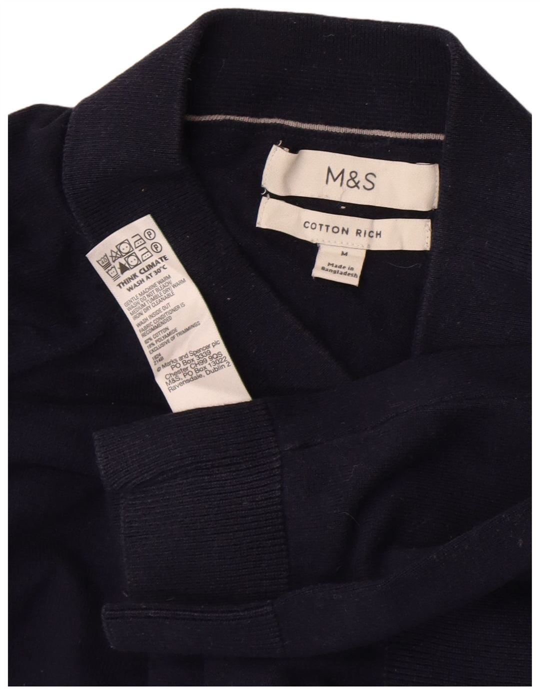 Marks & Spencer Herren-Polo-Pullover aus mittelblauer Baumwolle