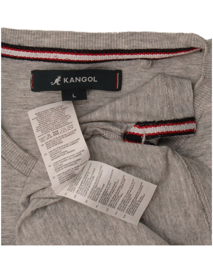Kangol Herren-T-Shirt-Oberteil, groß, grau gesprenkelte Baumwolle