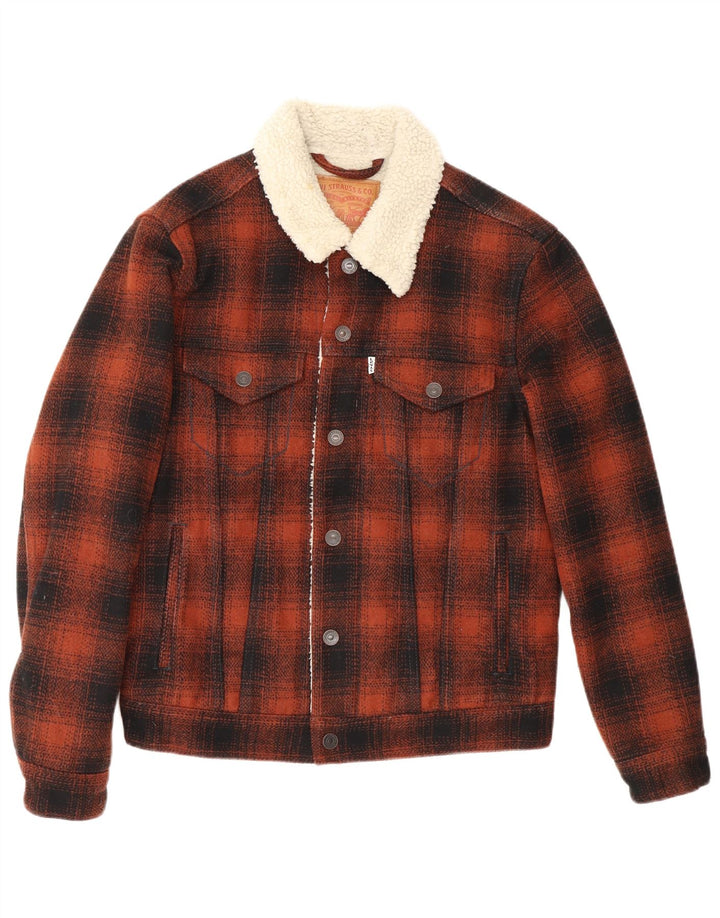 Levi's Herren Sherpa-Jacke UK 36 Small Brown Check Polyester