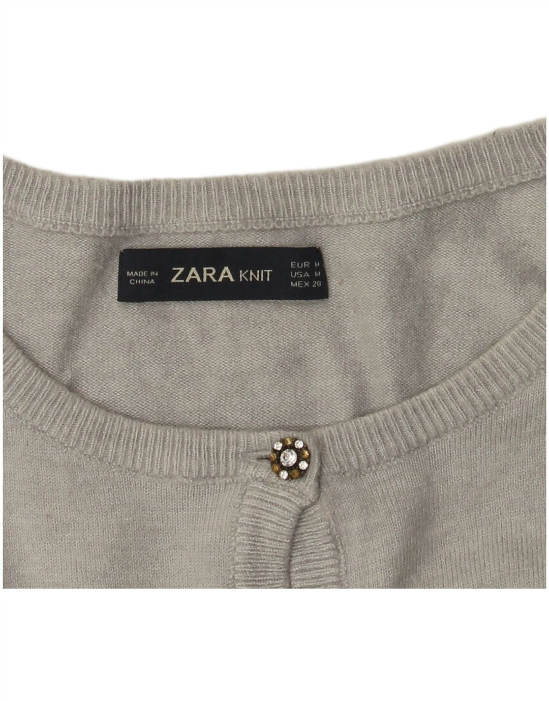 Zara Damen Crop Cardigan Pullover UK 12 Mittelgrau