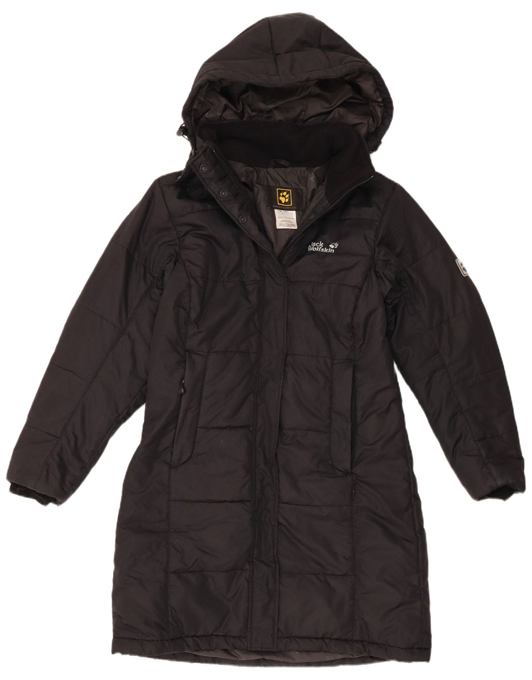 Jack Wolfskin Damen Kapuzenmantel, gepolstert, UK 10, Größe S, Schwarz, Polyester