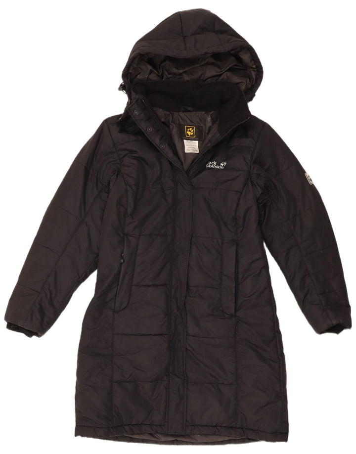 Jack Wolfskin Damen Kapuzenmantel, gepolstert, UK 10, Größe S, Schwarz, Polyester