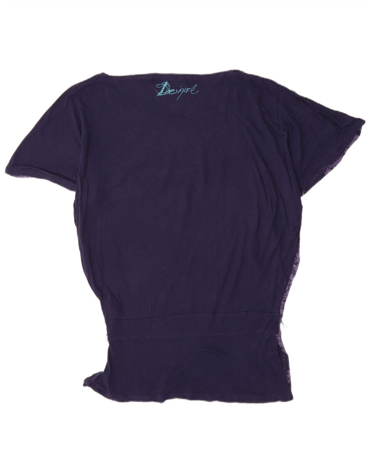 Desigual Damen Fledermausblusenoberteil UK 10 Small Marineblaue Viskose