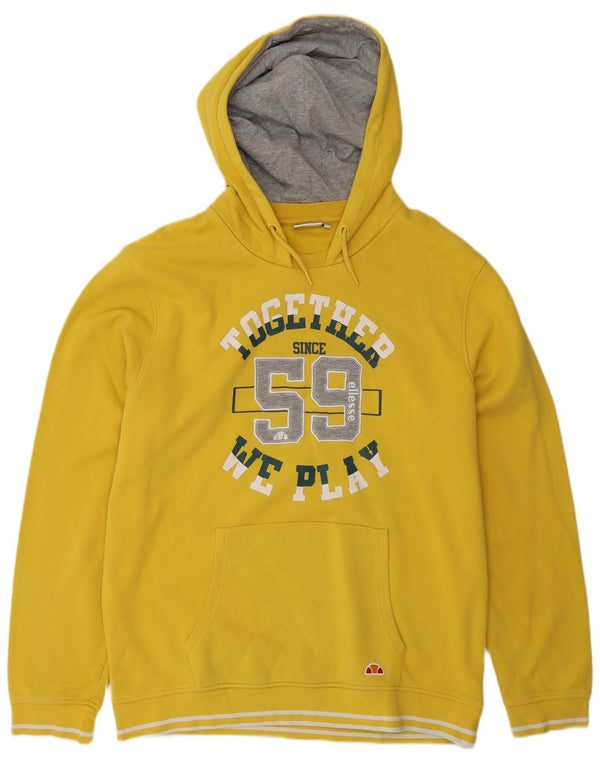 Ellesse Womens Graphic Hoodie Pullover UK 20 2XL gelbe Baumwolle